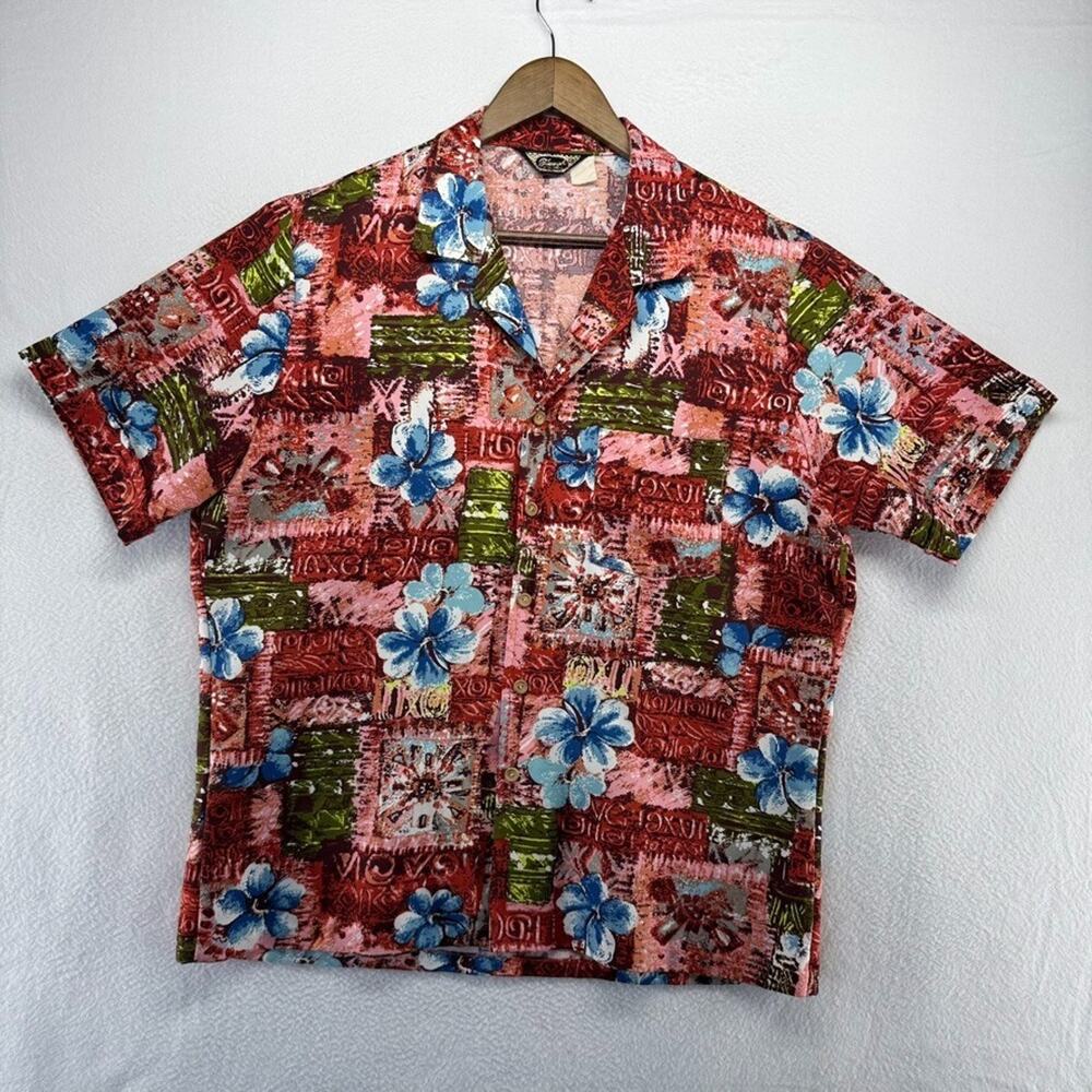 Vintage Triumph Of California Shirt Men's XL Red Blue Floral Hawaiian 70s 80s